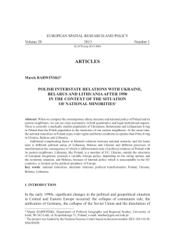 Polish Interstate Relations with Ukraine, Belarus and Lithuania after