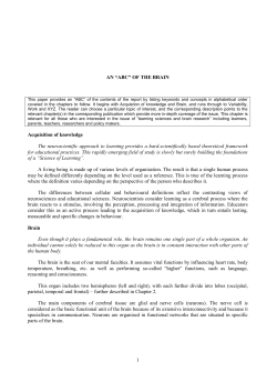 1 AN &ldquo;ABC&rdquo; OF THE BRAIN Acquisition of knowledge