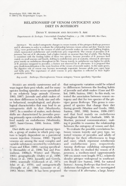 relationship of venom ontogeny and diet in bothrops