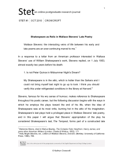 Shakespeare as Relic in Wallace Stevens