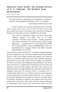 Radically Avant-Garde? The Strange History of E. E. Cummings` The