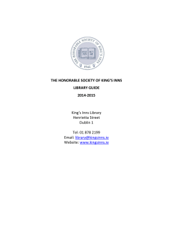 THE HONORABLE SOCIETY OF KING`S INNS LIBRARY GUIDE
