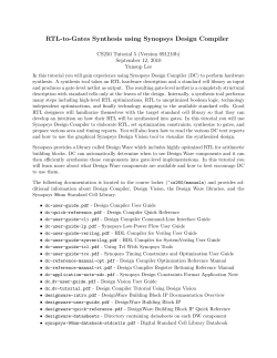 RTL-to-Gates Synthesis using Synopsys Design Compiler