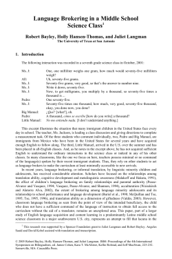 Language Brokering in a Middle School Science Class