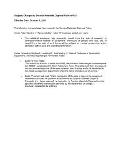 Subject: Changes to Surplus Materials Disposal Policy #4.51