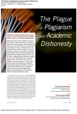 The Plague of Plagiarism and Academic Dishonesty