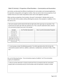 Math 25 Activity 2: Properties of Real Numbers &ndash; Commutative and