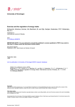 Exercise and the regulation of energy intake