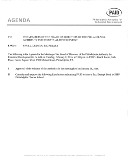 The following is the Agenda for the Meeting of the Board of