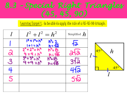 8.3 &ndash; Special Right Triangles (45, 45, 90)