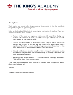 Teacher Application - The King`s Academy