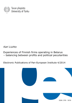 Experiences of Finnish firms operating in Belarus