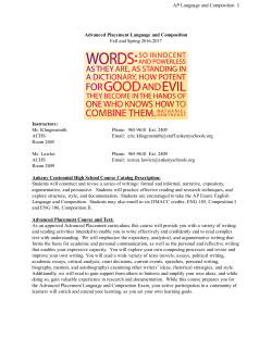 AP Language and Composition 1 Advanced Placement Language