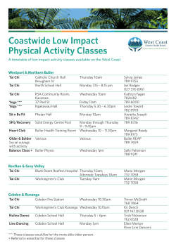 Low Impact Activity Classes - West Coast District Health Board