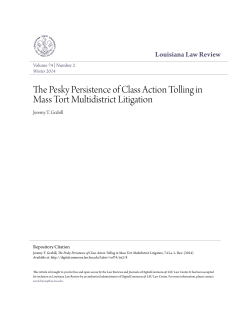 The Pesky Persistence of Class Action Tolling in Mass Tort