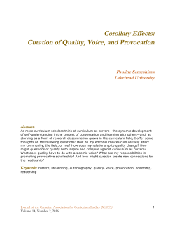 Corollary Effects: Curation of Quality, Voice, and Provocation