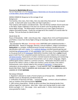 Planning for World Order #2 Series WORLD ORDER #1 Response