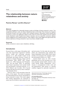 The relationship between nature relatedness and anxiety