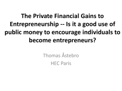 The Private Financial Gains to Entrepreneurship