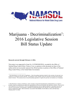 Decriminalization : 2016 Legislative Session Bill Status Update