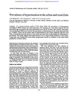Prevalence of hypertensionin the urban and rural Zulu