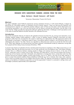 RESEARCH WITH SUBSISTENCE FARMERS: LESSONS FROM
