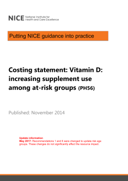 Costing statement: Vitamin D: increasing supplement use among at