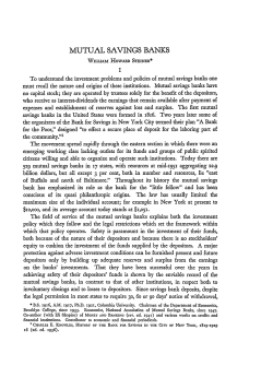 Mutual Savings Banks - Duke Law Scholarship Repository