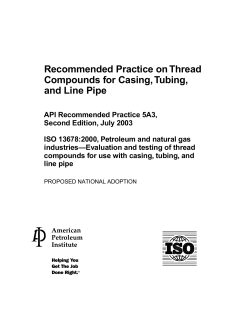 Recommended Practice on Thread Compounds for Casing, Tubing