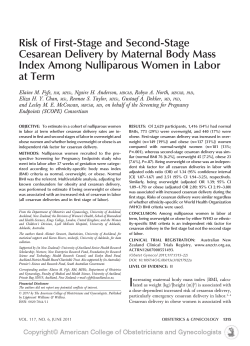 Risk of First-Stage and Second-Stage Cesarean