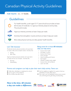 Canadian Physical Activity Guidelines for Youth 12-17