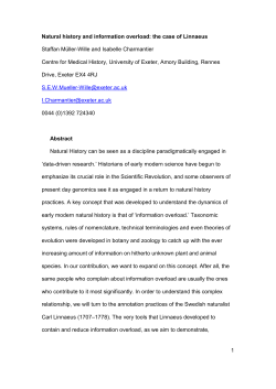1 Natural history and information overload: the case of Linnaeus