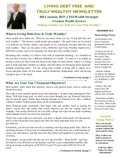 December 2016 Newsletter - Freedom Wealth Services