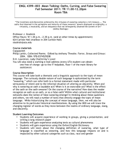 ENGL 4399&mdash;003 Mean Talking: Oaths, Cursing, and False