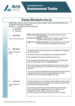 Essay Structure (Part A)