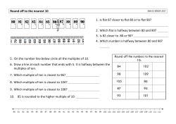 Round off to the nearest 10 1. Is flat 87 closer to flat 80 or to flat 90