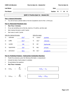QUIZ 3: Practice Quiz 3A &ndash; ANSWER KEY CO3 acetate SO3
