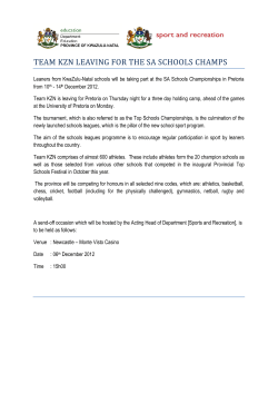 Team KZN Leaving for the SA Schools Champs