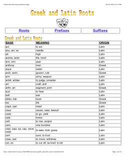 Greek and Latin base transition page
