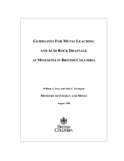 Metal Leaching Acid Rock Drainage Guidelines August 1998