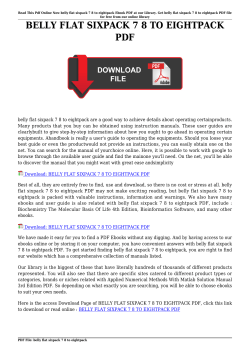 BELLY FLAT SIXPACK 7 8 TO EIGHTPACK PDF
