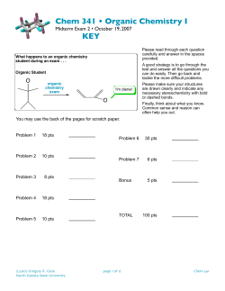 Chem 341 &bull; Organic Chemistry I KEY