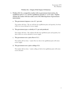 Economics 3070 Prof. Barham 1 Problem Set &ndash; Chapter 10