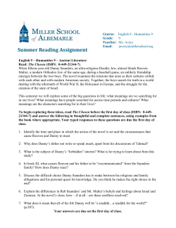 Summer Reading Assignment - Miller School of Albemarle