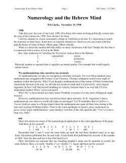 Numerology and the Hebrew Mind