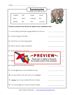 Synonyms - Super Teacher Worksheets