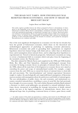 THE ROAD NOT TAKEN: HOW PSYCHOLOGY WAS REMOVED