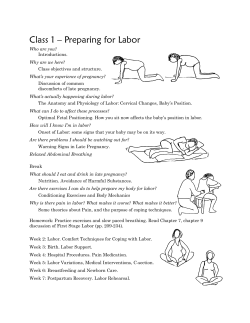 Class 1 &ndash; Preparing for Labor