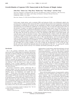 Growth Kinetics of Aqueous CdTe Nanocrystals in the Presence of