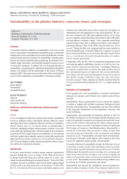 Sustainability in the plastics industry: concerns, issues, and strategies